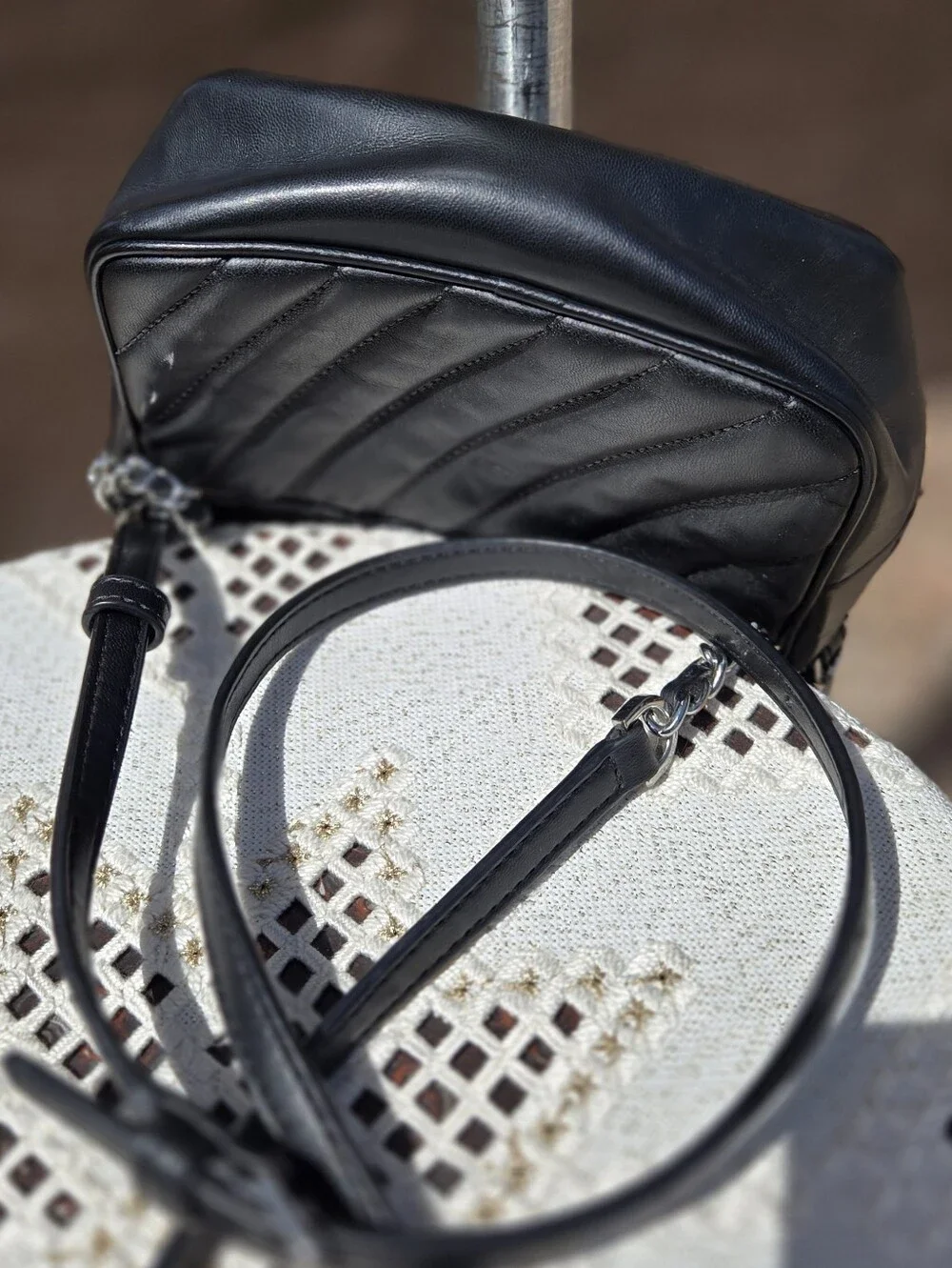 MICHAEL KORS Black Quilted Leather Crossbody with Silver Lock Closure